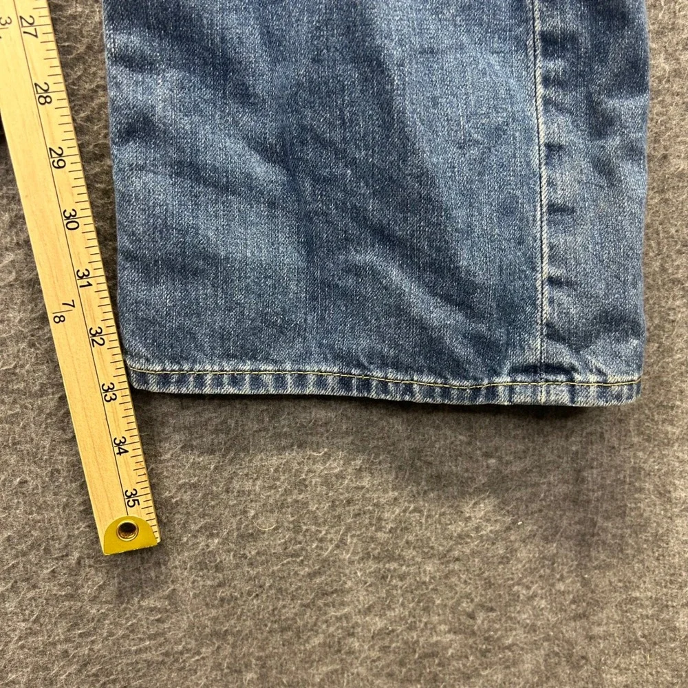 True Religion‎ Straight Mens Jeans 38 Medium Wash Frayed Horseshoe Logo USA